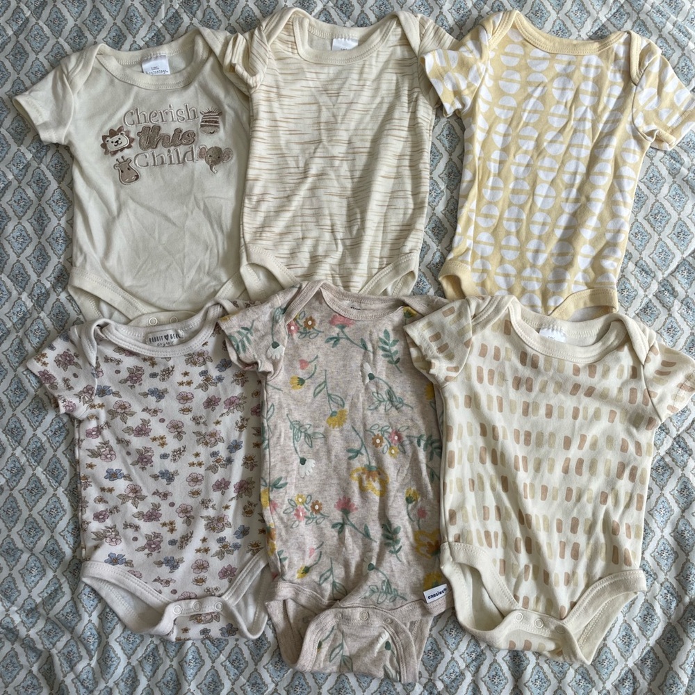 Carter's Cream and Beige Baby Bodysuits Set